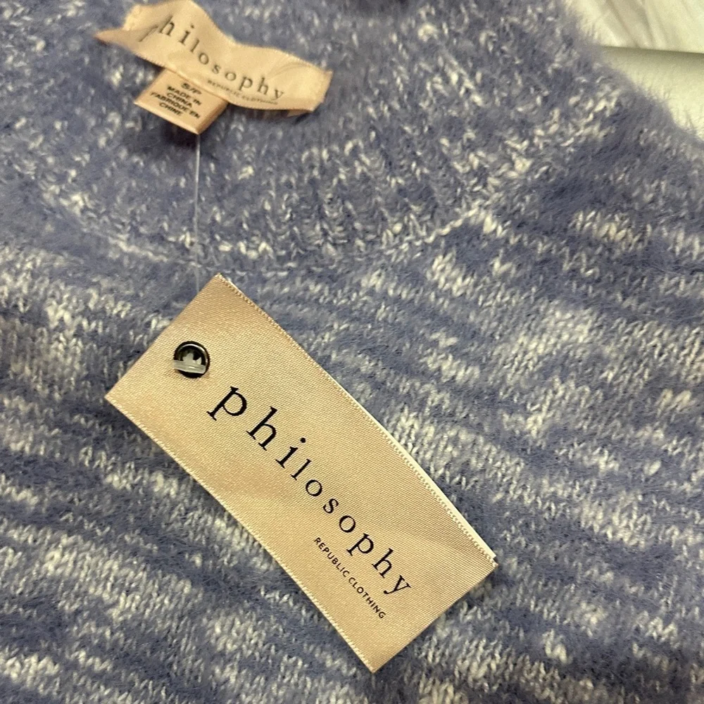 NEW Philosophy women Crewneck Sweater in Soft Blue size S - Picture 3 of 9